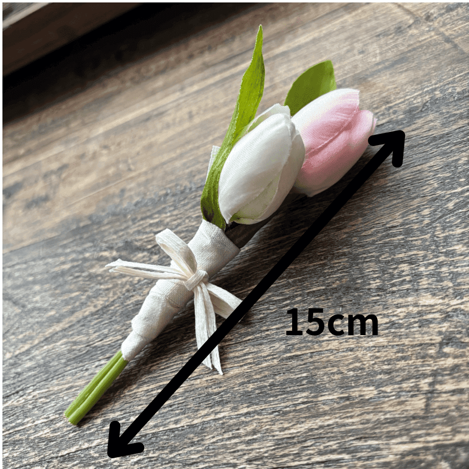 チューリップ 2輪 花束 コサージュ・2色から選べる（レッド・ピンク） | 14枚目