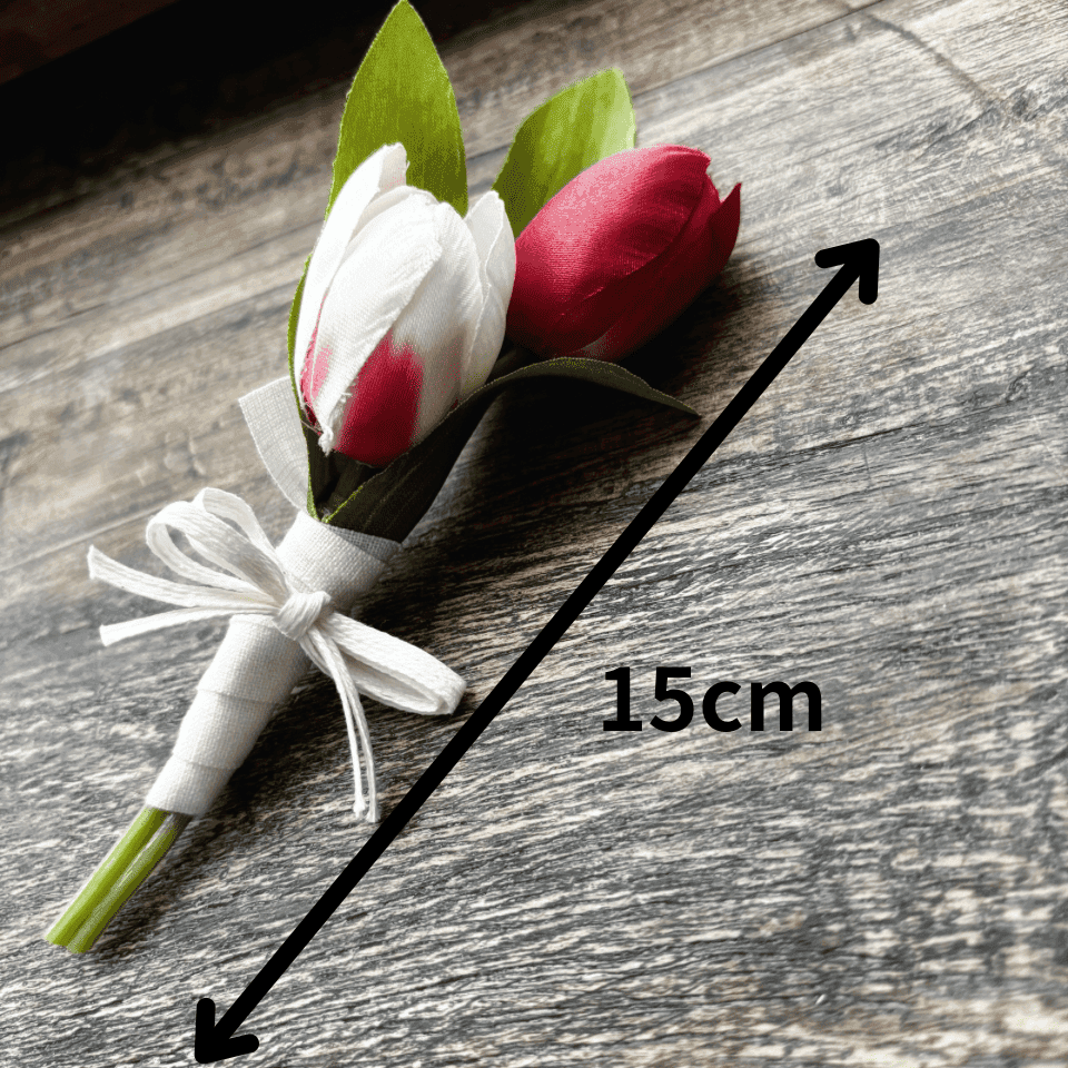チューリップ 2輪 花束 コサージュ・2色から選べる（レッド・ピンク） | 7枚目